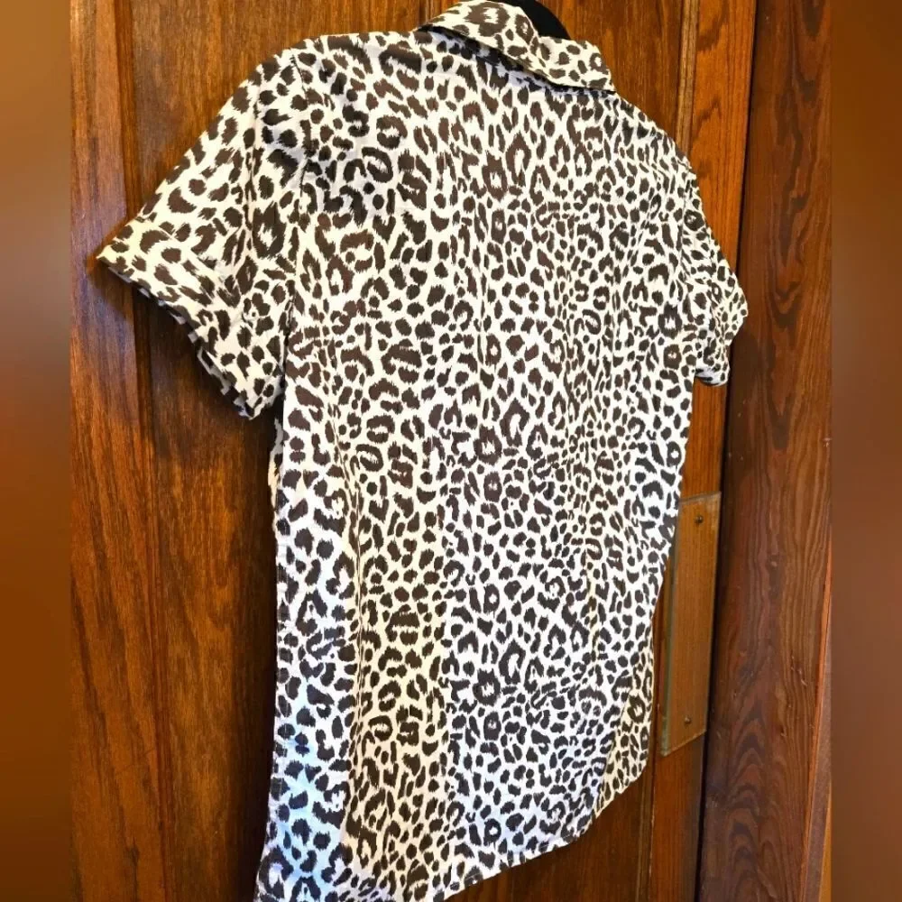 J Crew Animal Print Cotton Camp Shirt Sz XSMALL